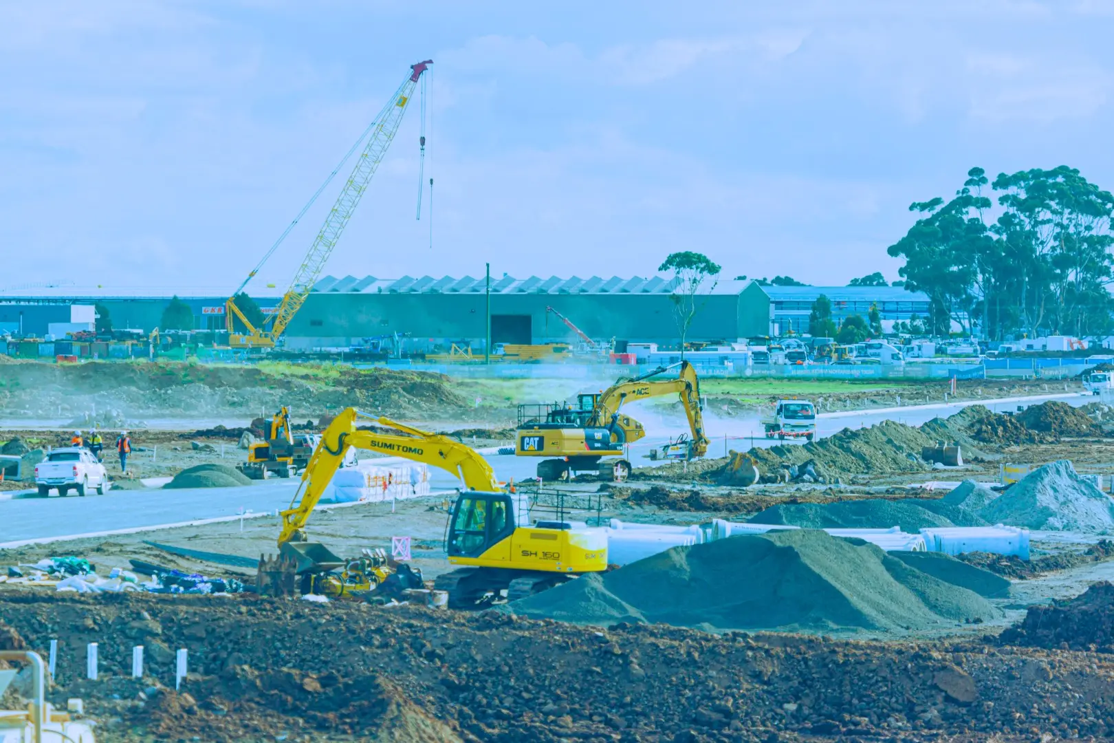 Civil construction crew working on site